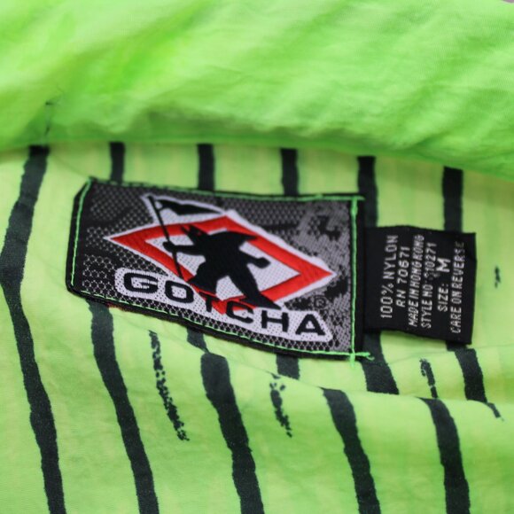 Vintage Gotcha Windbreaker - Neon Green Stiped - Men's Medium - Picture 7 of 7